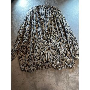Cato Womens Cheetah Sheer Blouse Size 26/28